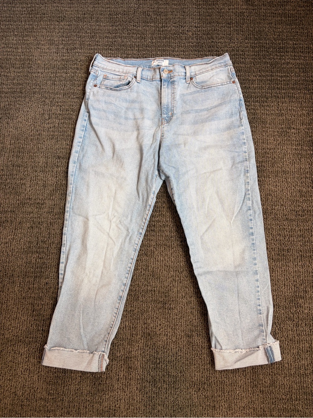 Denizen by Levi’s Light Wash Boyfriend Jeans Size 12 / 31R Raw Cuffed Hem